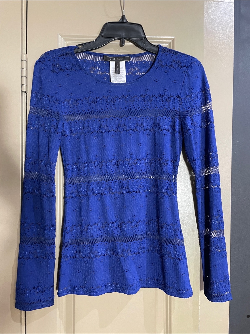 BCBGMaxAzria Cobalt Lace Long Sleeve Tee
